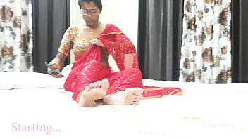 Desi Bhabi in red saree gets fucked by stepson in Indian Hindi video